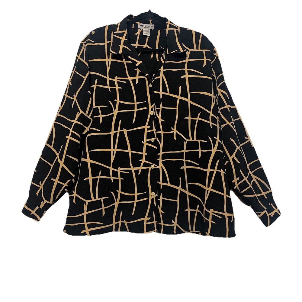 Notations Woman Roll Tab Button Down Collard Classic Casual Blouse Size 1X